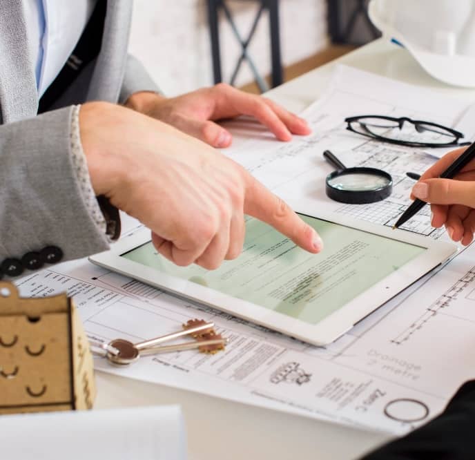 Loan officer reviewing VA loan paperwork with a veteran